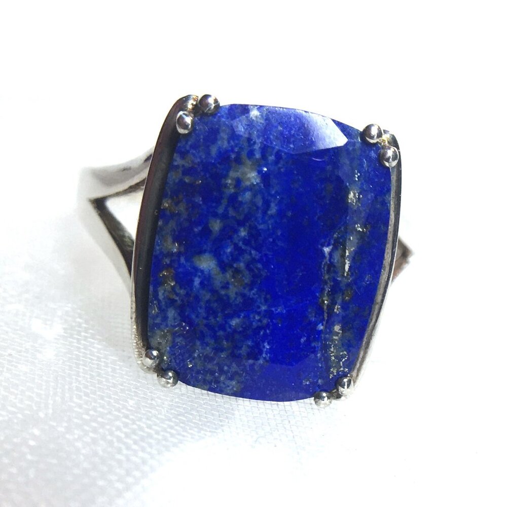 Genuine Lapis Lazuli .925 Sterling Silver Ring Natural Gemstone - Picture 14 of 16